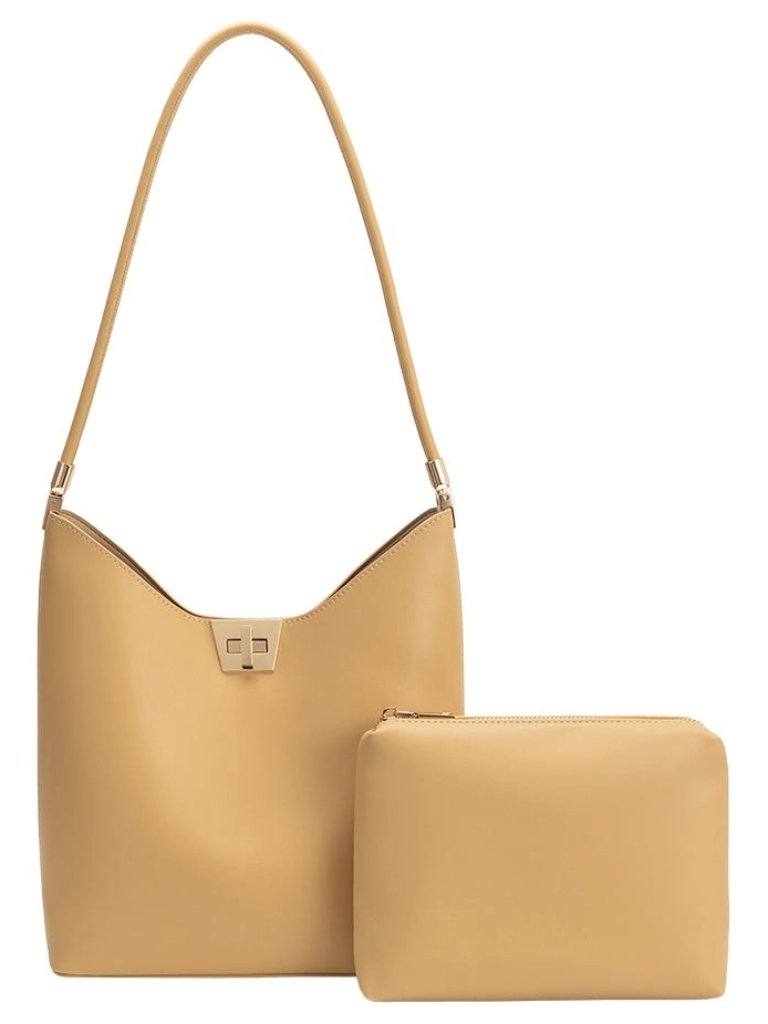Melie Bianco Billie Wheat Recycled Vegan Leather Tote Bag Shoulder Bag Pouch Nwt